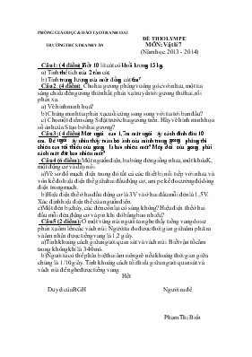 Đề thi olympic trường THCS Thanh Văn môn Vật lí 7 (năm học 2013 - 2014)